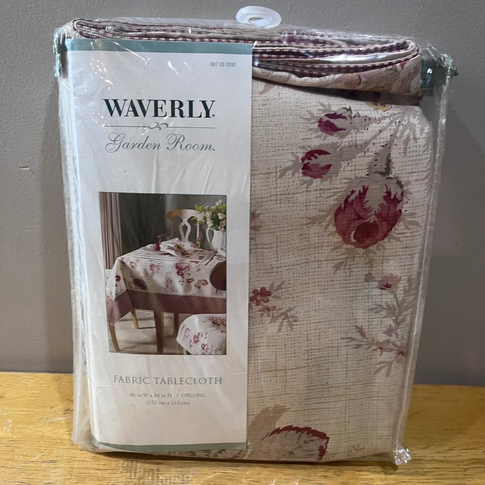 Waverly Garden Room Norfolk Vtg Rose Fabric Tablecloth 60x84 Oblong Cotton New